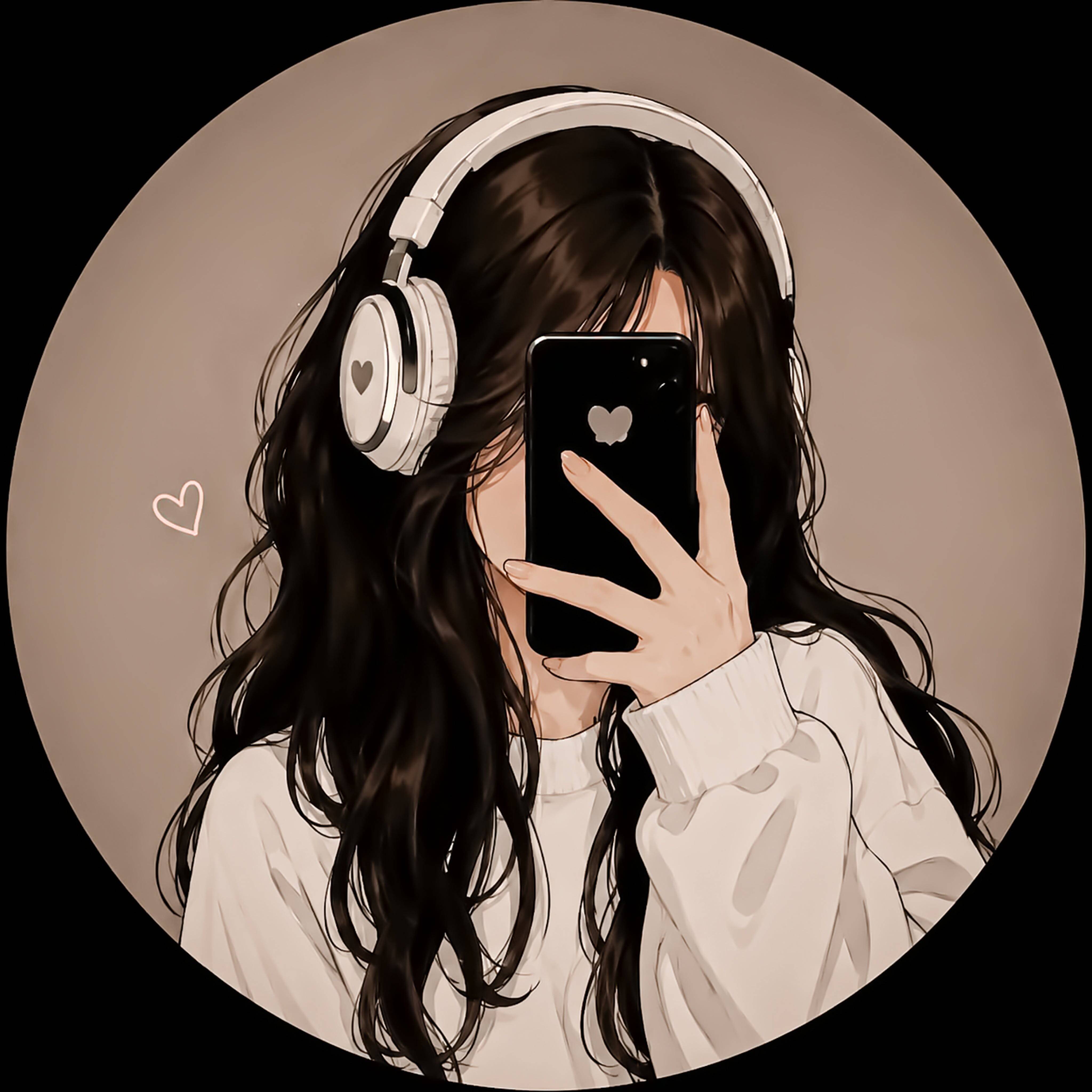 Foto de Perfil Aesthetic com Fones de Ouvido e Cabelo Longo