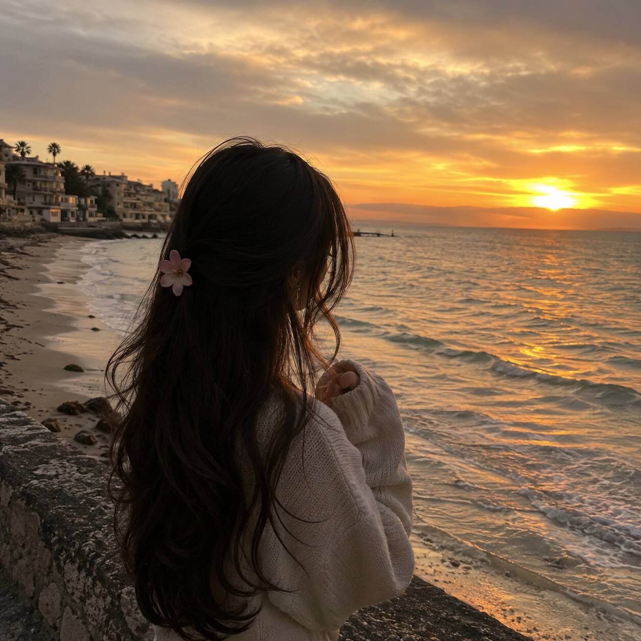 Foto de Perfil Aesthetic ao Pôr do Sol na Praia