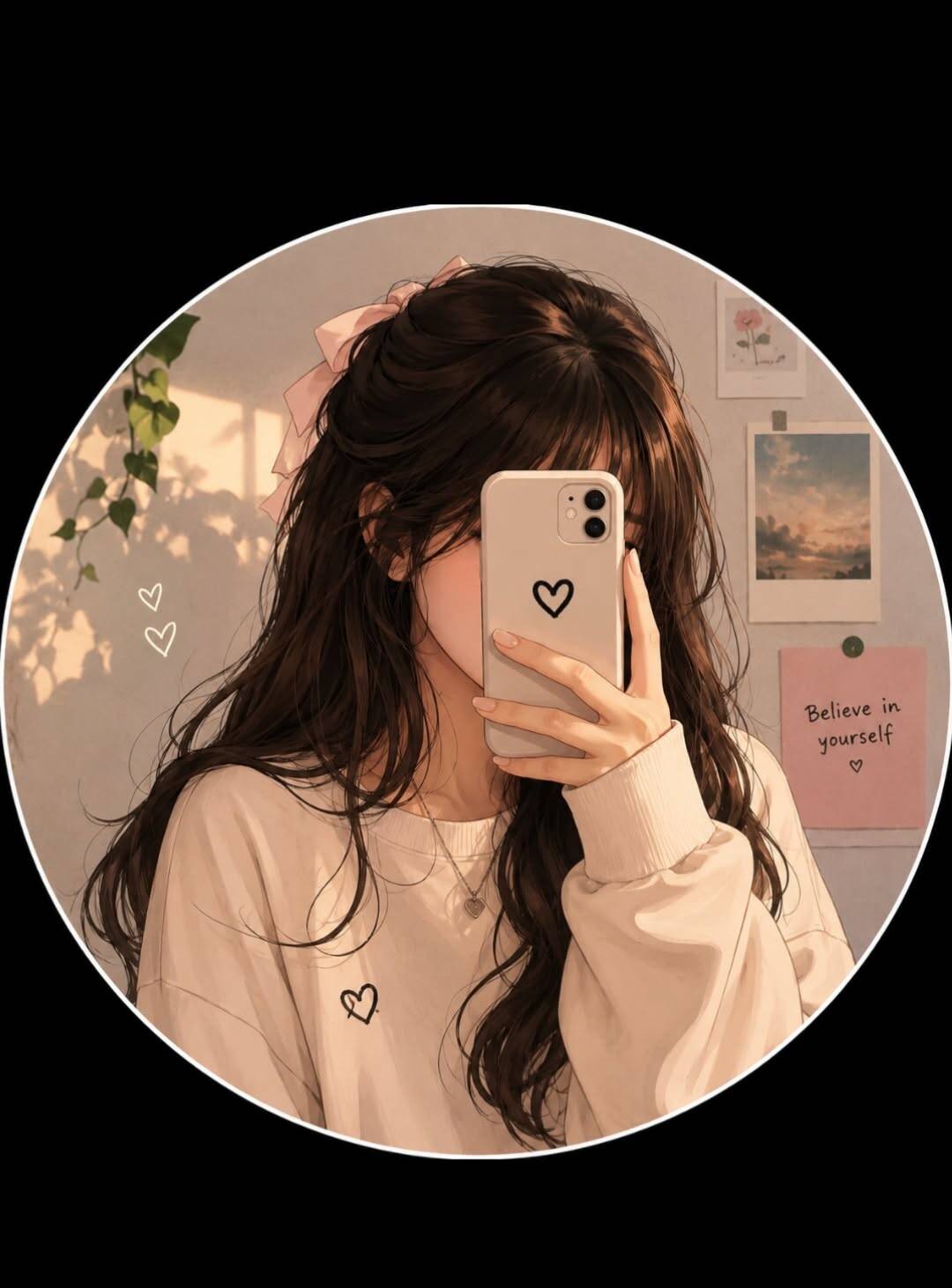 Foto de Perfil Aesthetic com Cabelo Longo e Coração