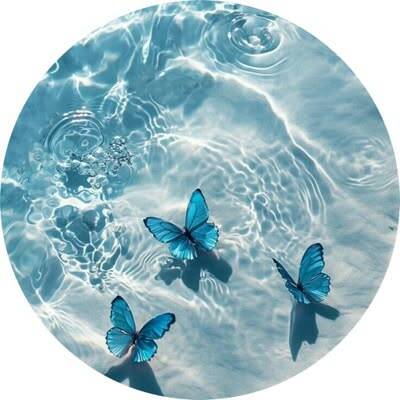 Aesthetic Pfp Profile Picture with Blue Butterflies in the Water