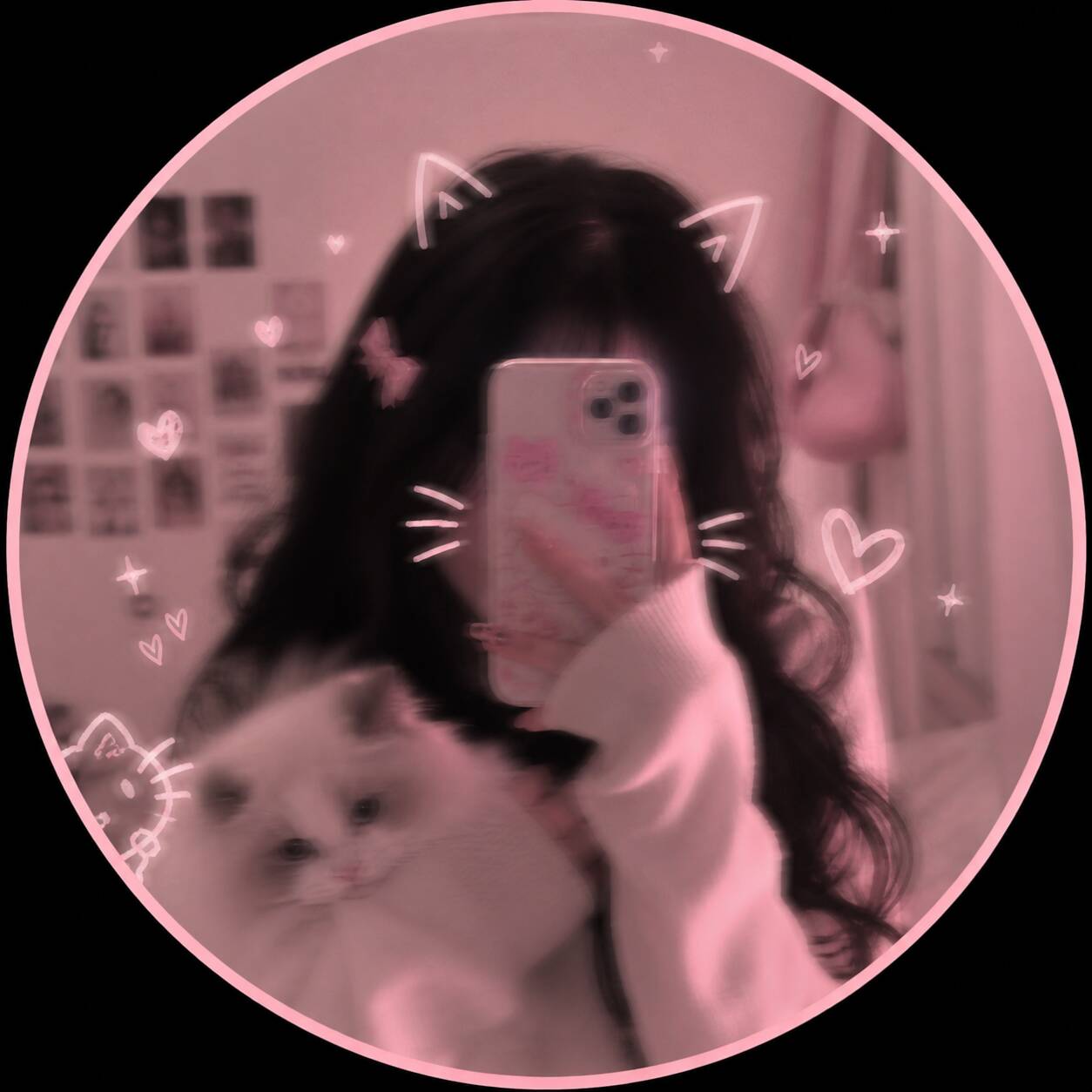 Pfp Profile Picture for Cute TikTok with Cat and Heart Effects