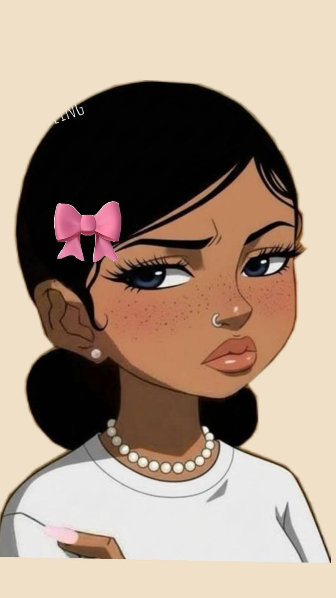 Pfp Profile Picture for TikTok Style Drawing of Girl with Pink Bow