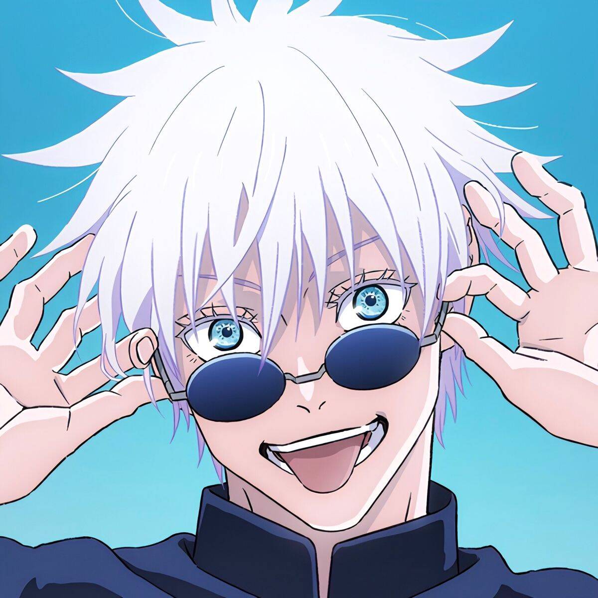 Foto de Perfil do Satoru Gojo com Óculos de Sol e Sorriso