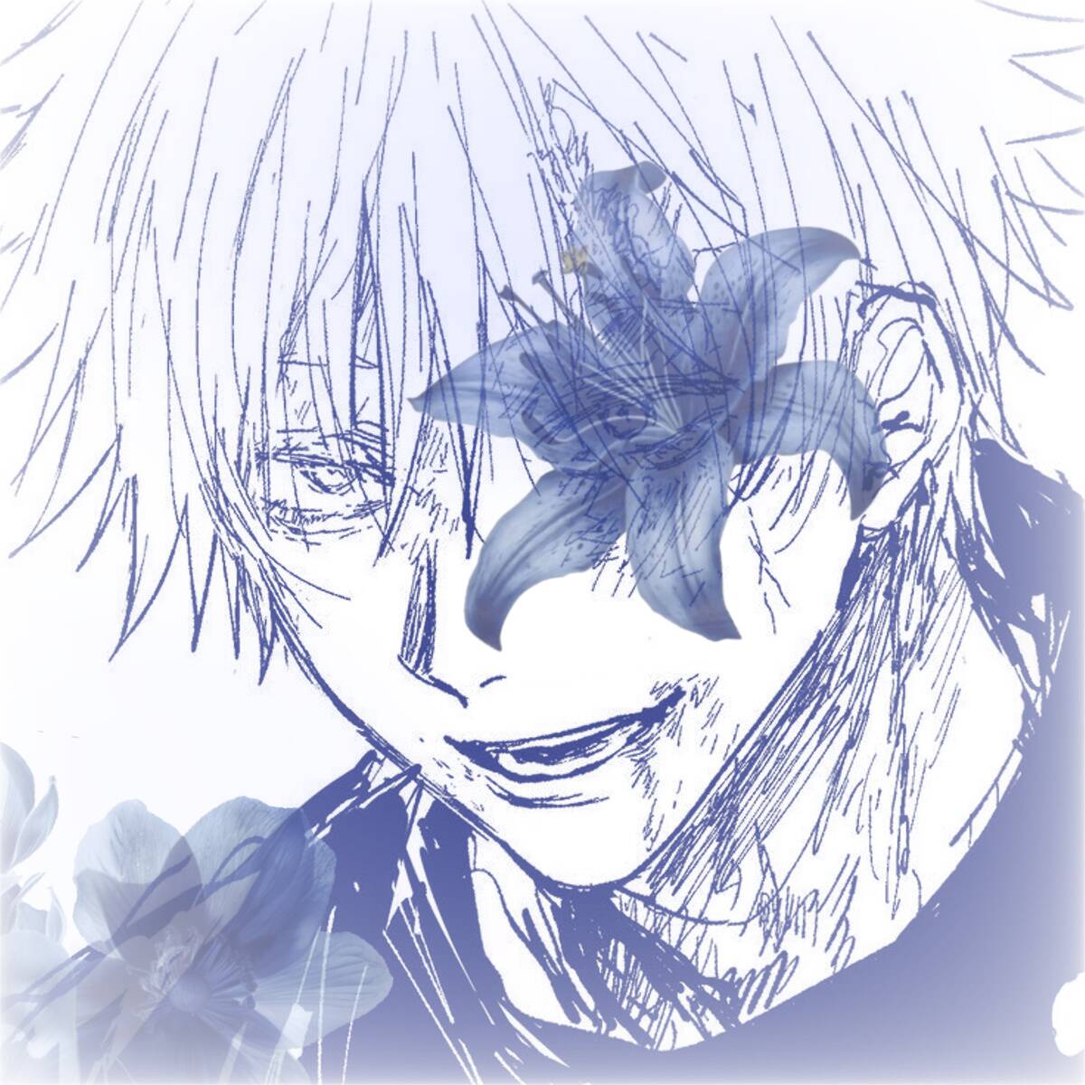 Foto de Perfil do Satoru Gojo com Flor Azul