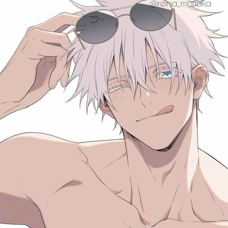 Foto de Perfil do Satoru Gojo com Óculos de Sol no Cabelo