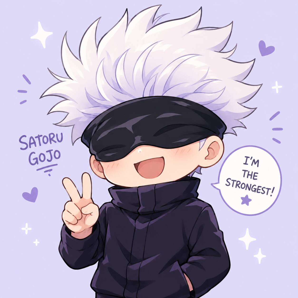Photo de profil de Satoru Gojo Chibi avec les yeux bandés et le sourire