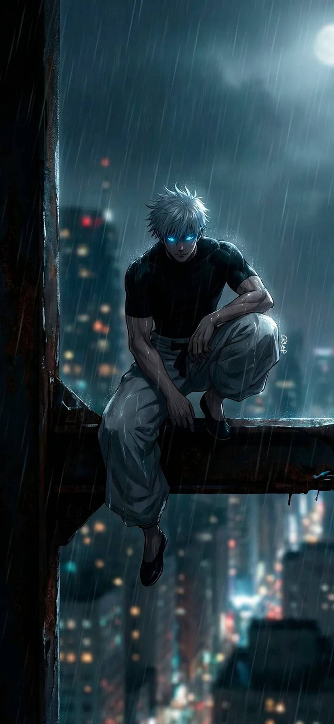 Satoru Gojo's Pfp Profile Picture Sitting in the Rainy City