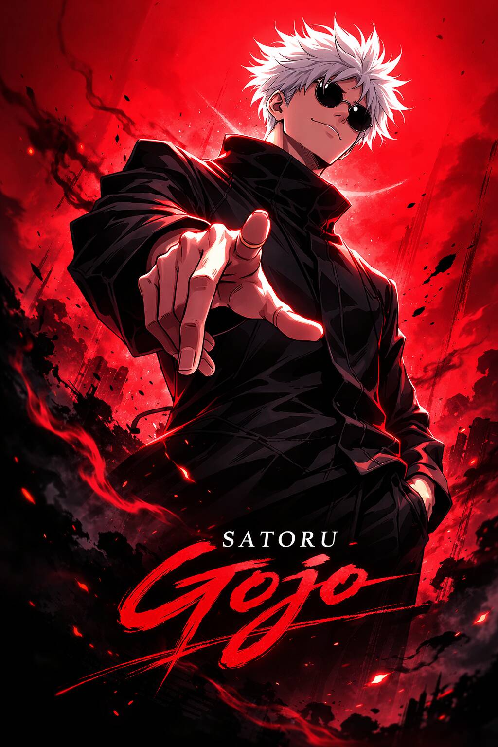 Satoru Gojo's Pfp Profile Picture with Intense Red Background