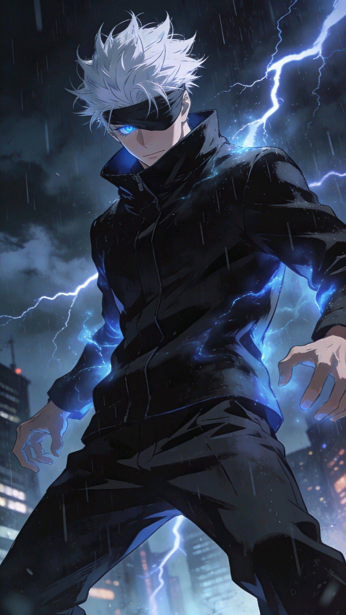 Satoru Gojo's Pfp Profile Picture with Lightning in the Background