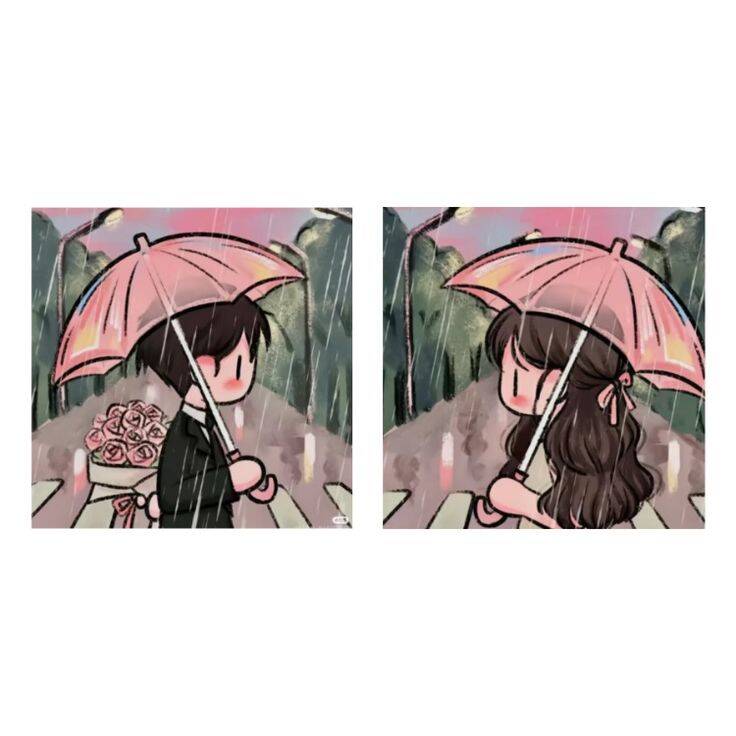 Pfp Profile Picture for Corple Matching Under the Rain with Umbrellas