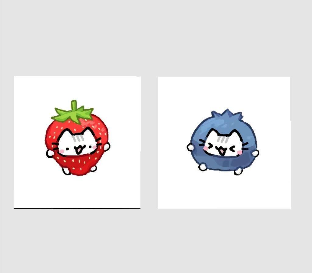 Pfp Profile Picture for Strawberry Cat and Blue Cat Matching Corple