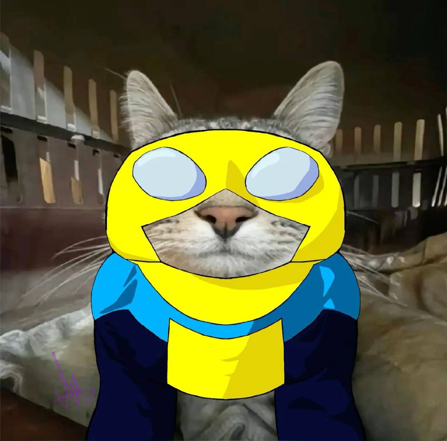 Pfp Profile Picture of Invincible Cat in Superhero Costume