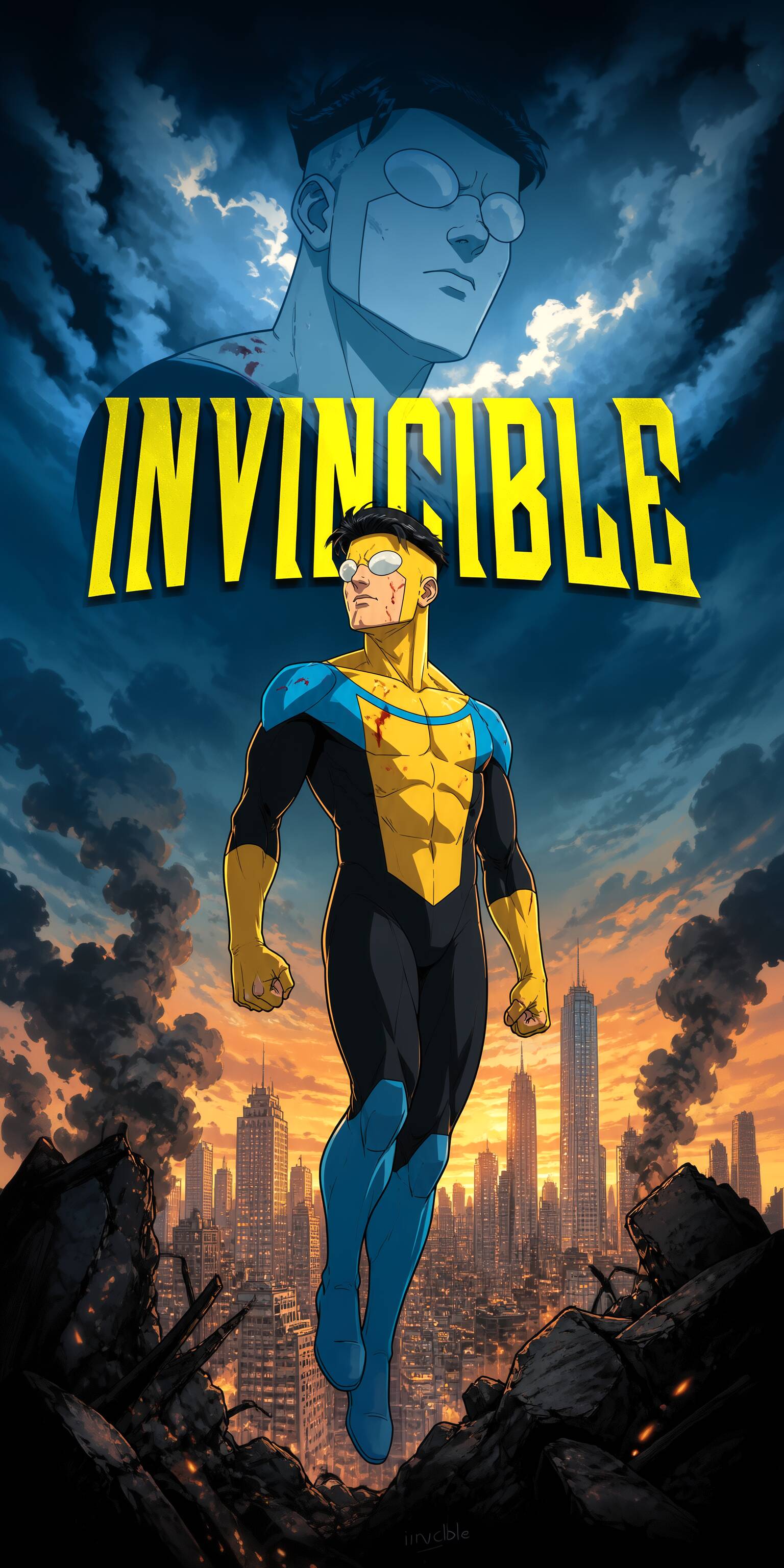 Foto de perfil del invencible Mark Grayson en acción
