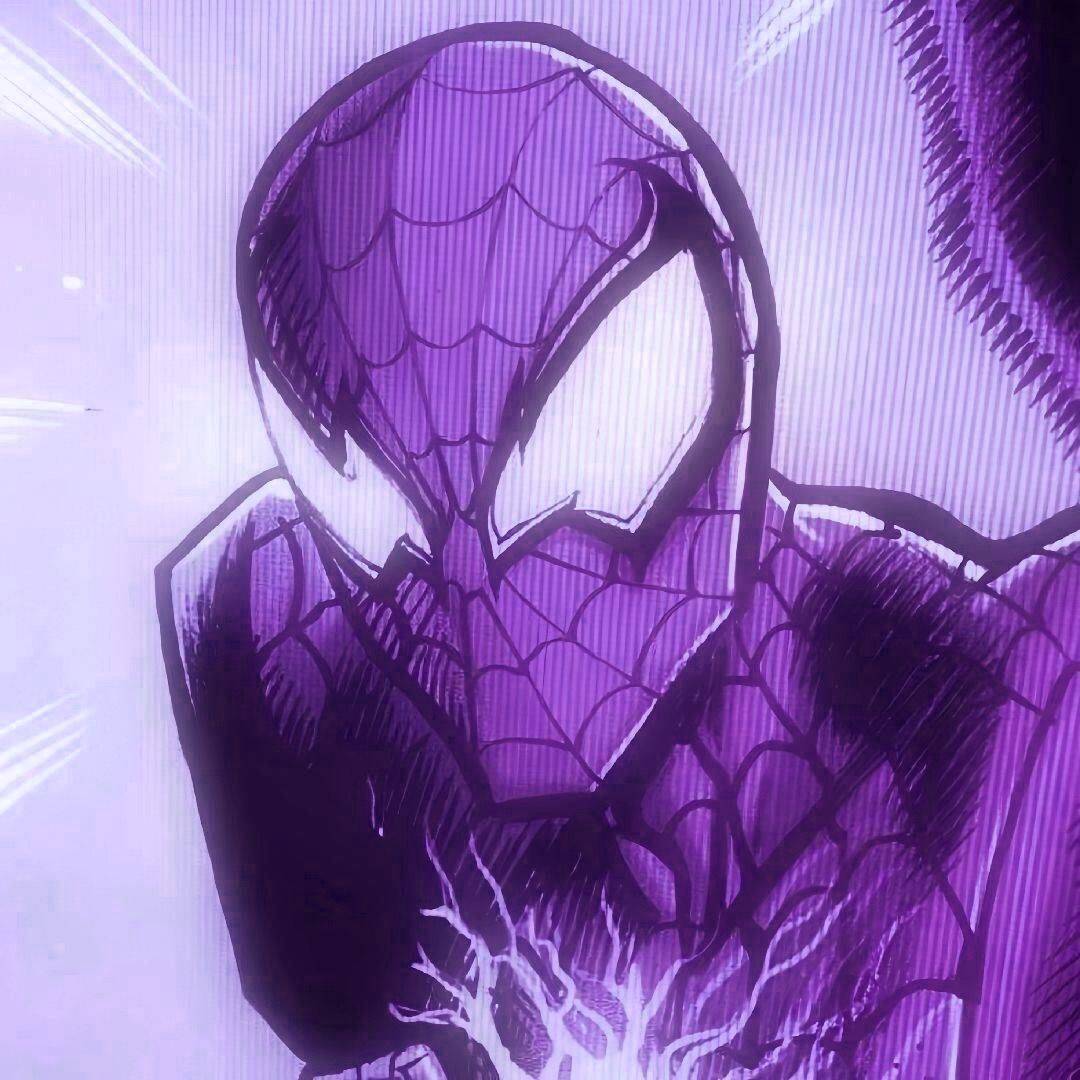 Foto de perfil de Spider-Man estilizada en color morado