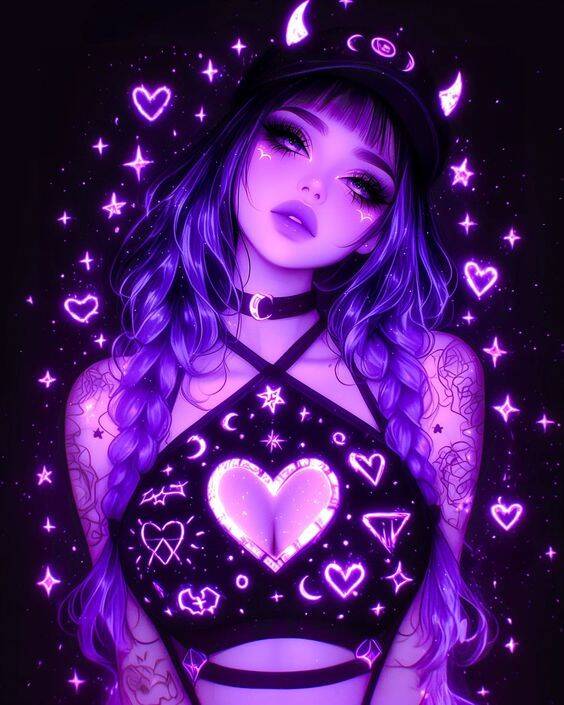 Purple Pfp Profile Picture of Girl with Luminors Hair