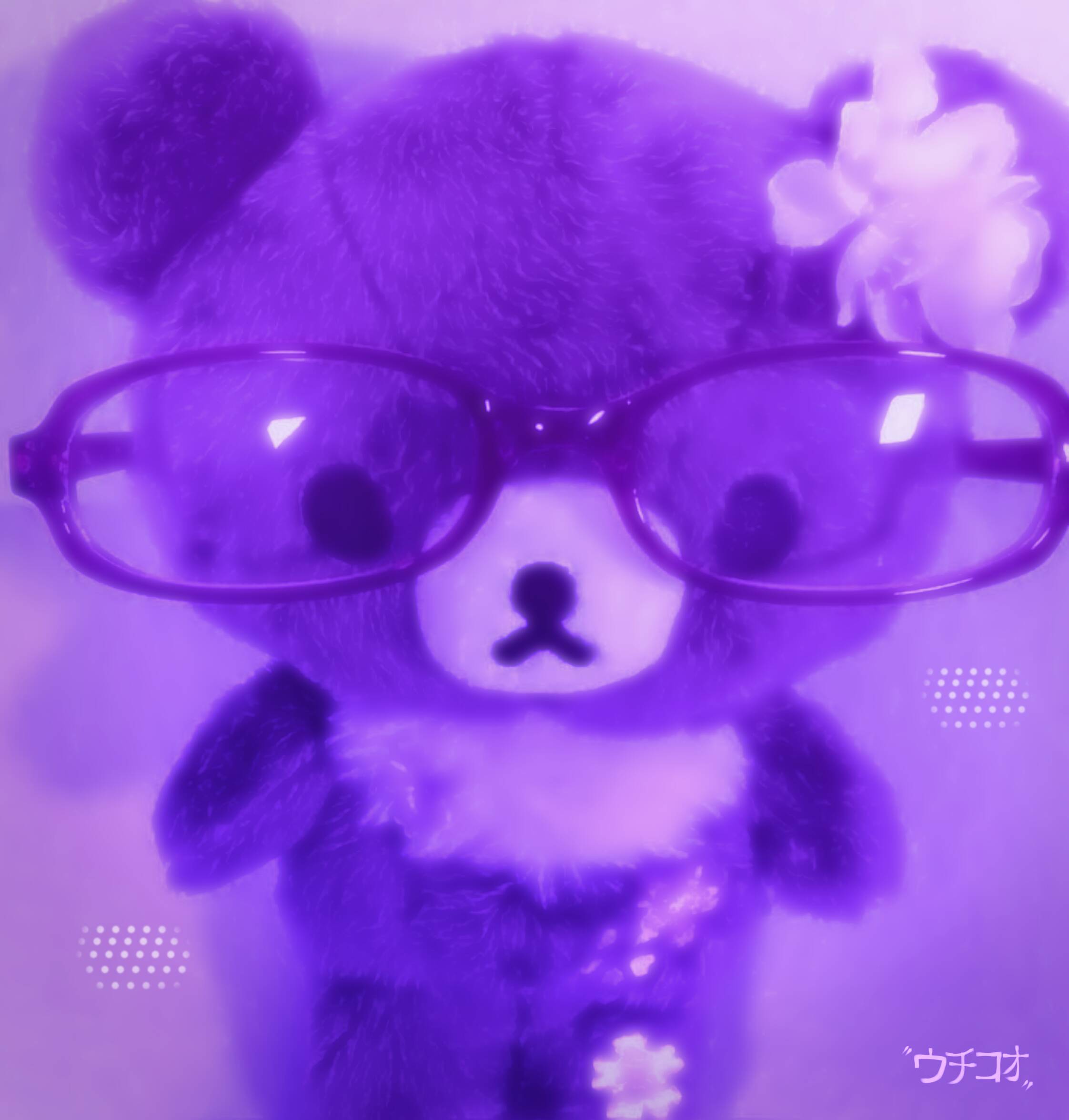 Purple Teddy Bear with Glasses Pfp Profile Picture