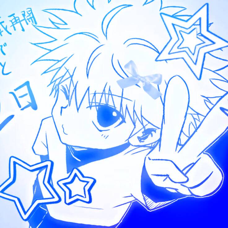 Killua's Pfp Profile Picture with Blue Drawing Style