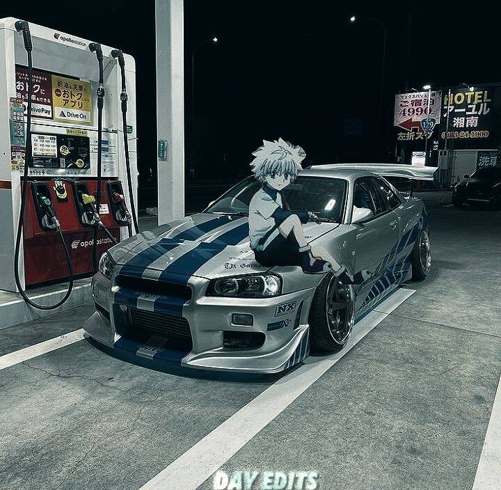 Pfp Profile Picture of Killua Sitting in Sports Car