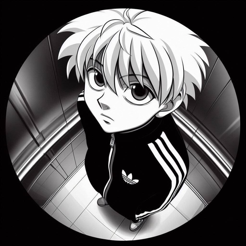 Pfp Profile Picture of Killua with White Hair in Elevator