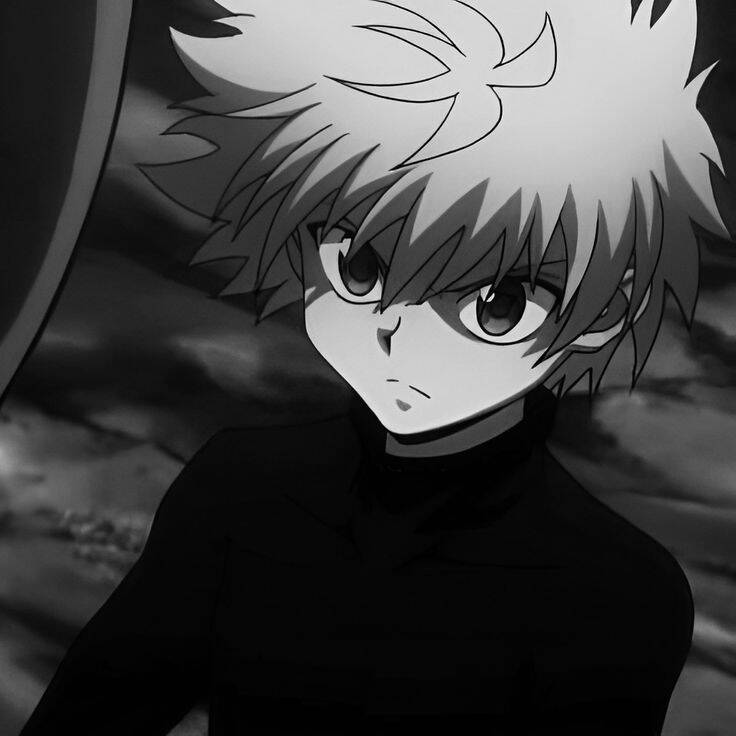 Killua's Pfp Profile Picture in Black and White