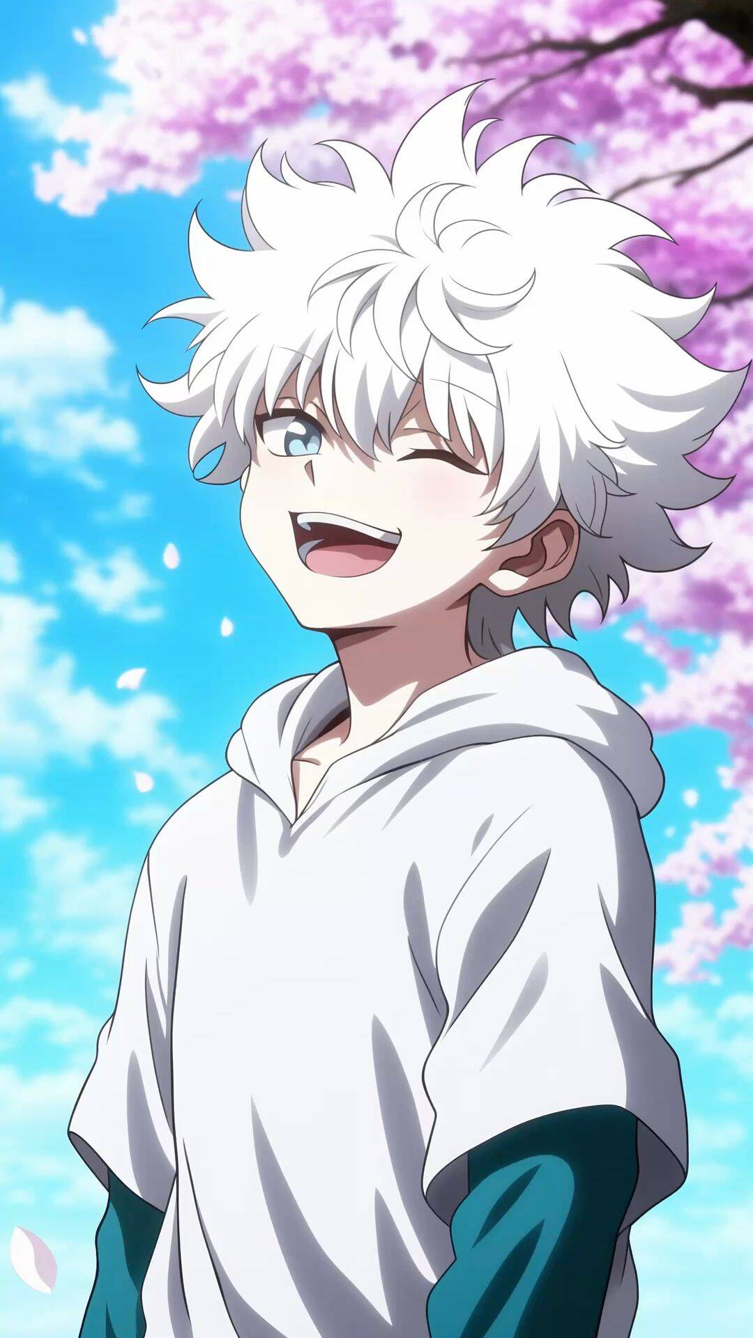 Pfp Profile Picture of Smiling Killua with White Hair
