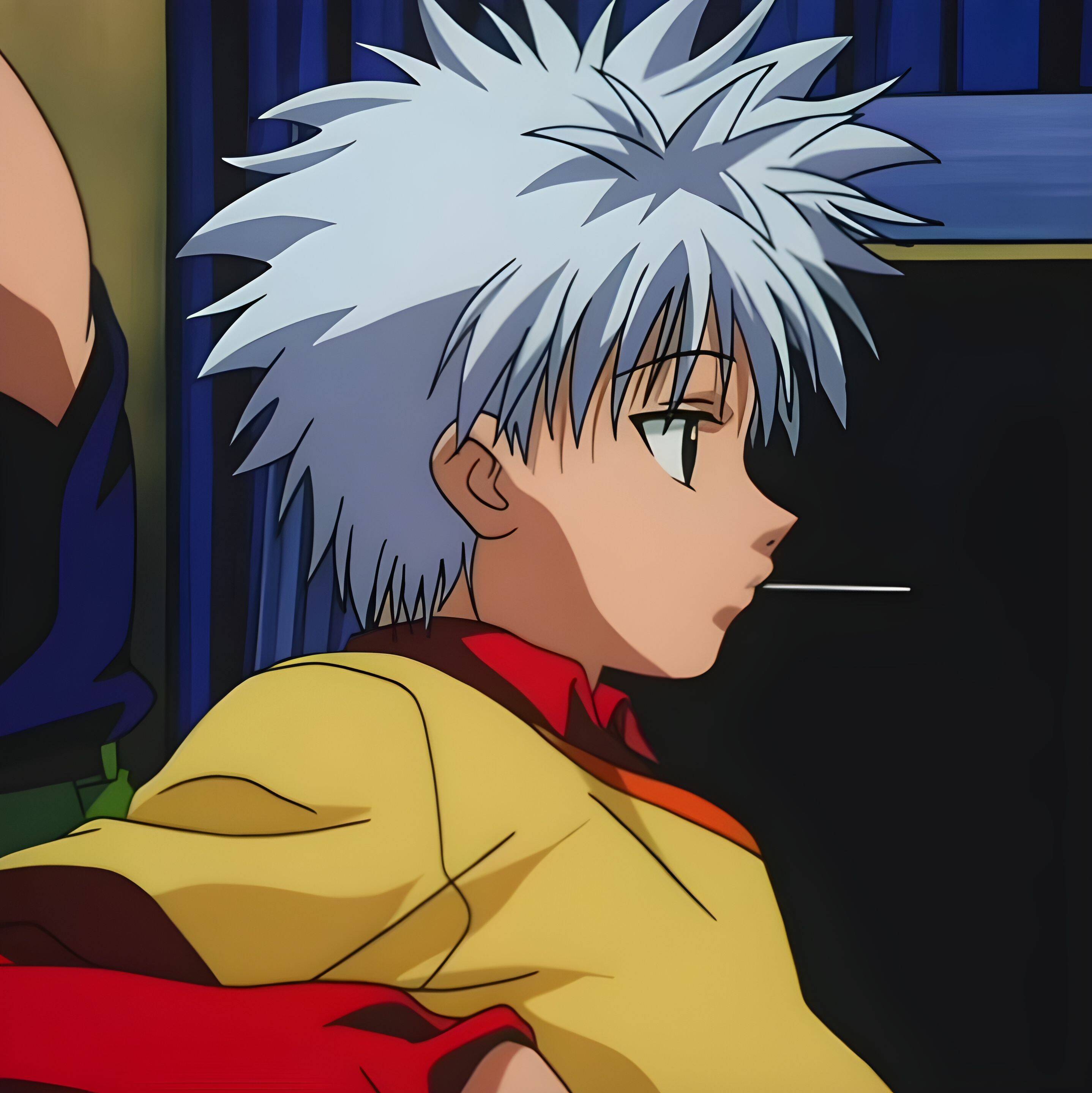 Pfp Profile Picture of Killua with White Hair and Lollipop