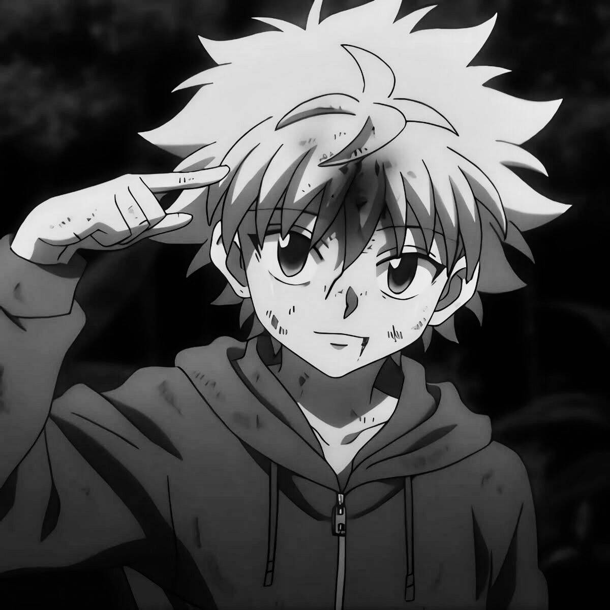 Black and White Killua Pfp Profile Picture with Smile