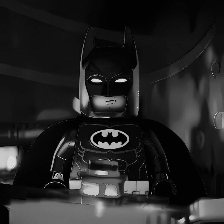 Foto de perfil de Lego Batman en blanco y negro