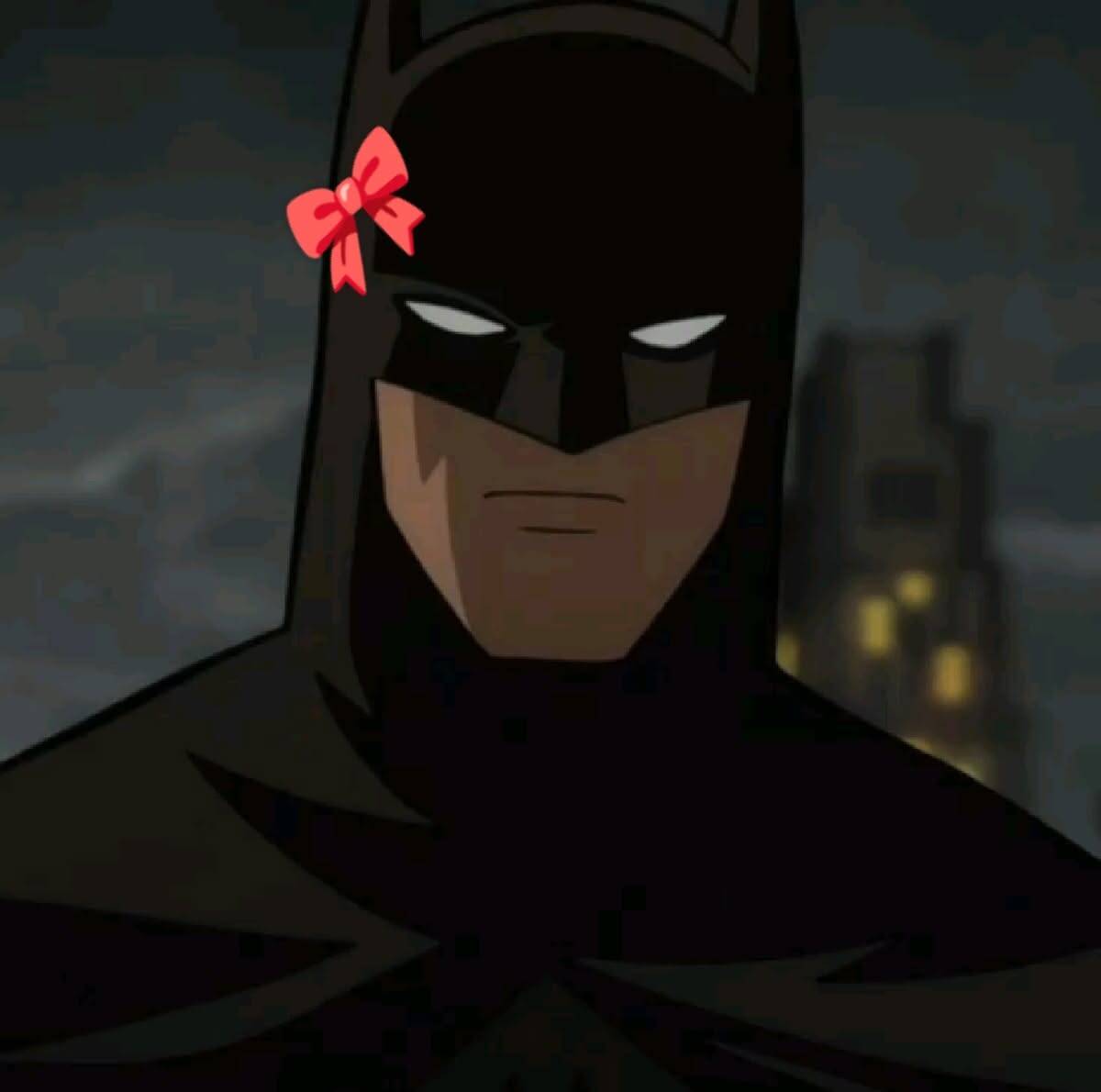Foto de perfil de Batman con lazo rojo