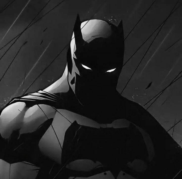 Foto de perfil de Batman en blanco y negro con mirada intensa