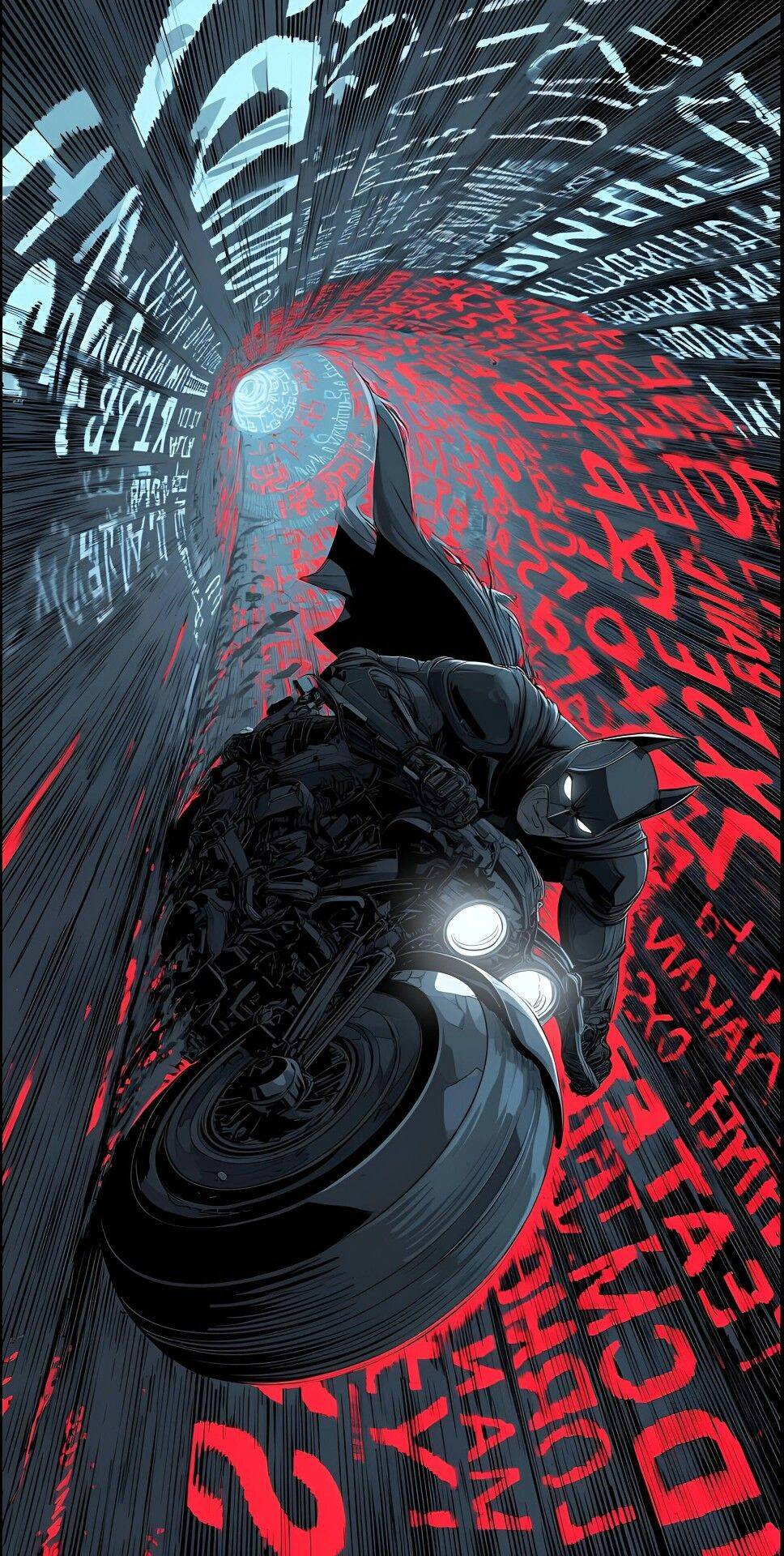 Foto de perfil de Batman en acción en la motocicleta