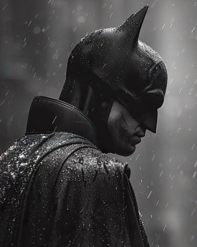 Foto de perfil de Batman bajo la lluvia