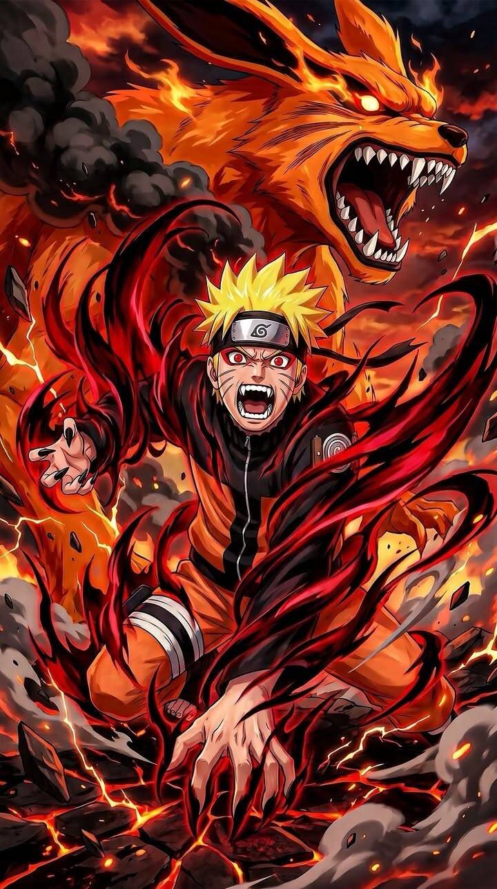 Naruto's Pfp Profile Picture in Bijuu Mode with Kurama