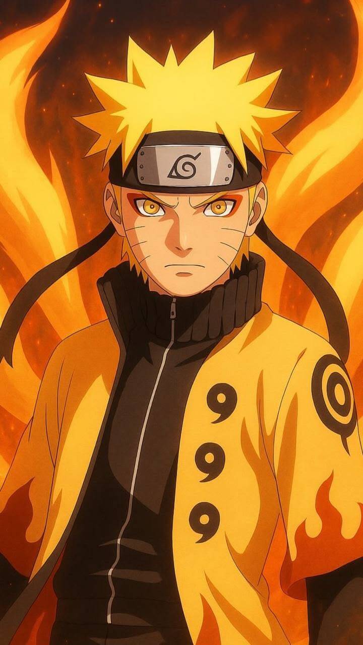 Pfp Profile Picture of Naruto in Bijuu Mode with Flames