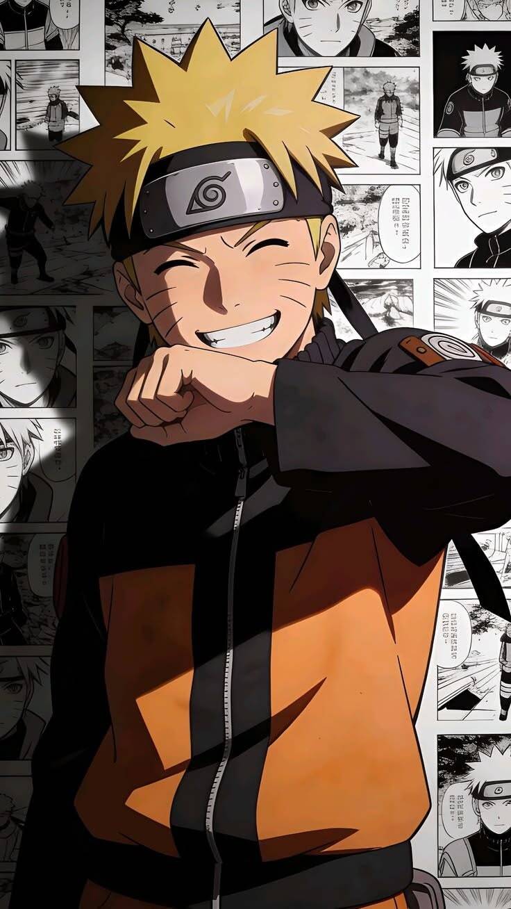 Smiling Naruto Pfp Profile Picture with Manga Backgrornd