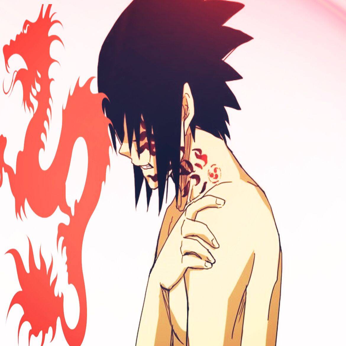 Sasuke's Pfp Profile Picture with Red Dragon