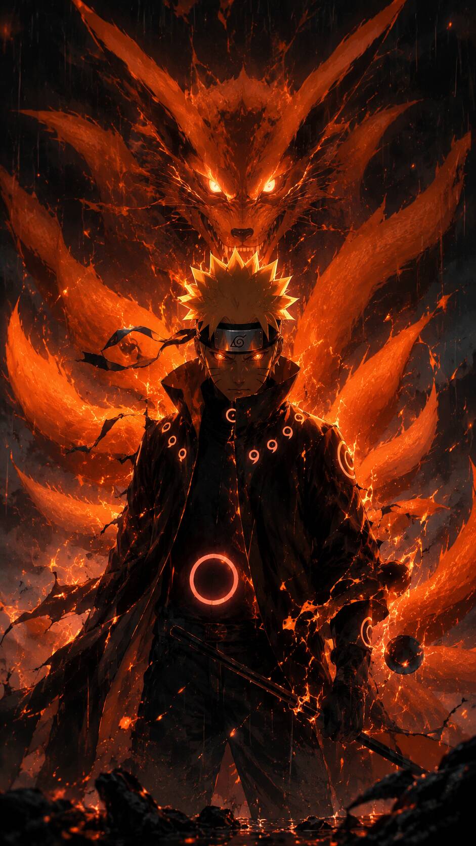 Pfp Profile Picture of Naruto in Bijuu Mode with Flames