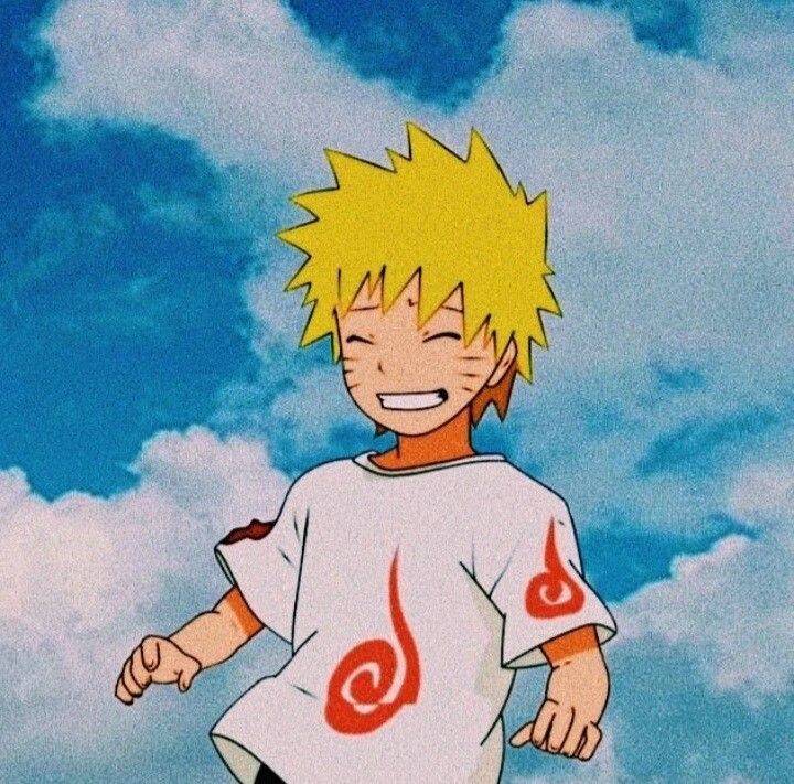 Pfp Profile Picture of Smiling Naruto with Fire T-Shirt