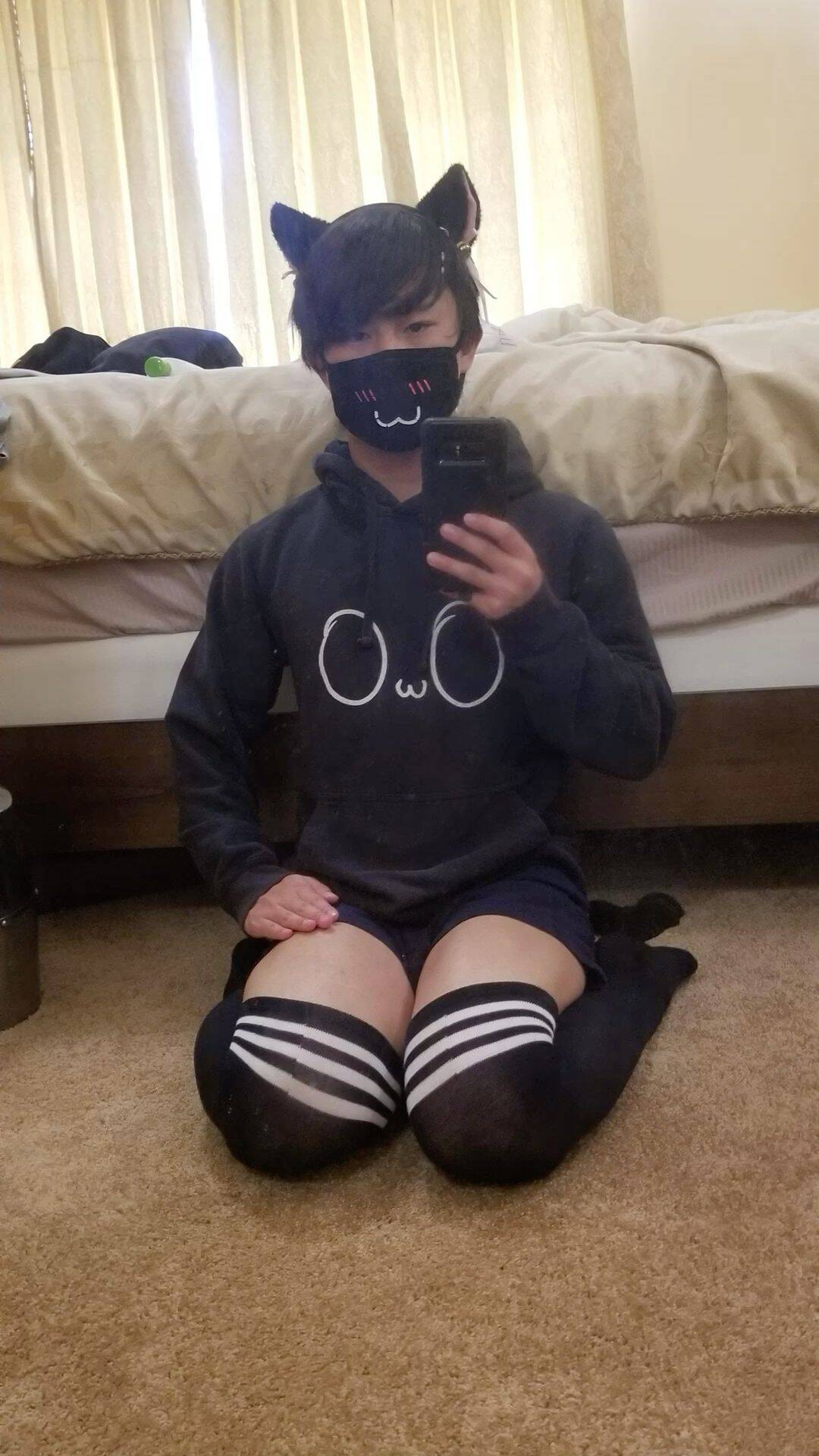 Pfp Profile Picture of Femboy with Cat Ears and Mask