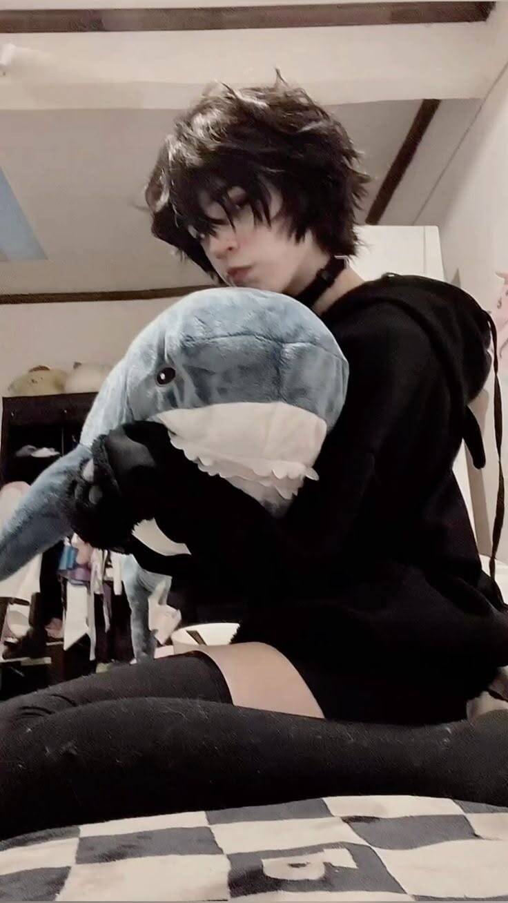 Foto de Perfil de Femboy com Pelúcia de Tubarão
