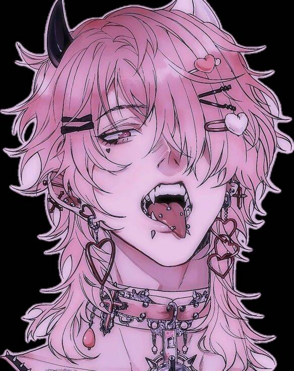 Foto de Perfil de Femboy com Cabelo Rosa e Chifres
