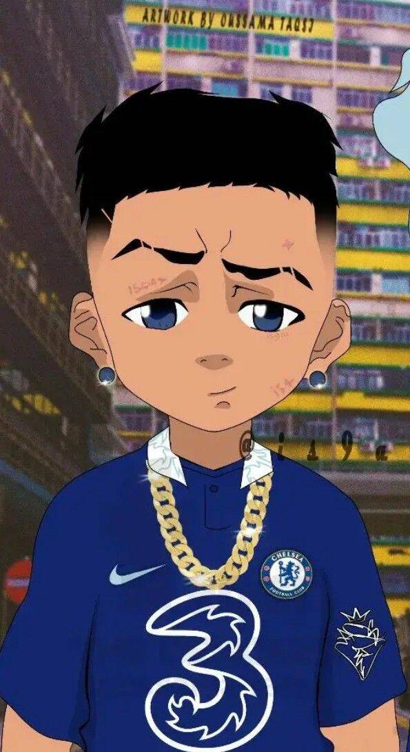 Foto de Perfil de Cria com Camisa do Chelsea e Cordão de Ouro