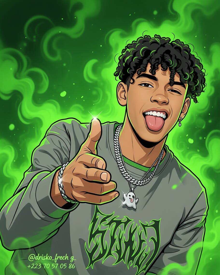 Crea Pfp Profile Picture with Drawing Style and Green Backgrornd
