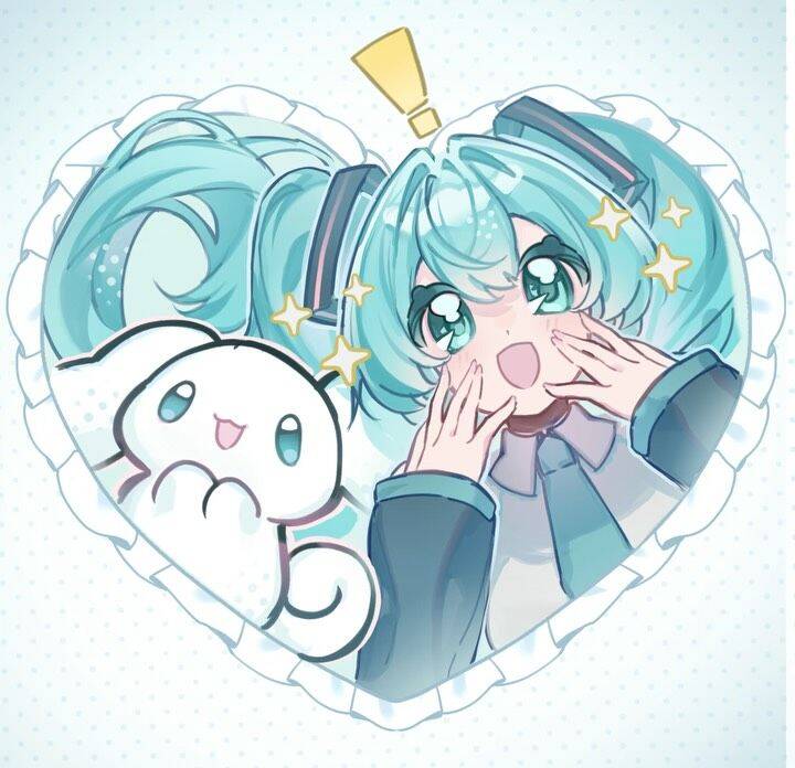 Photo de profil de Hatsune Miku avec des cheveux verts et un ami mignon