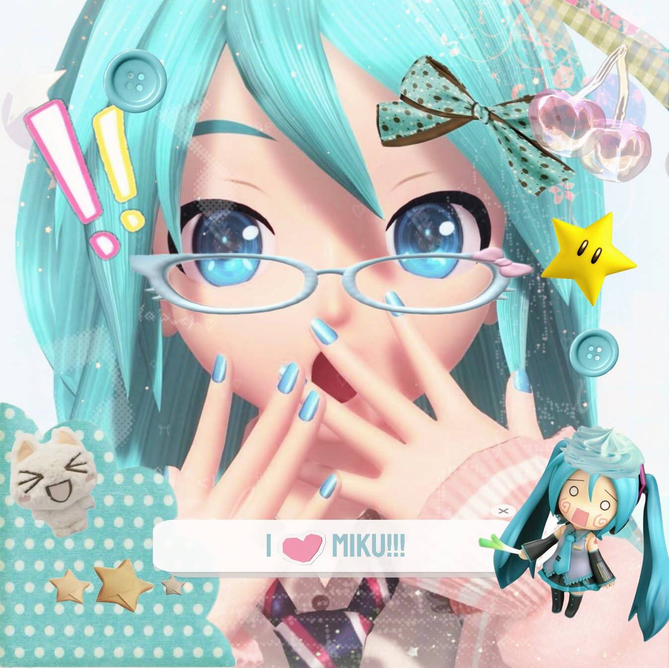 Foto de Perfil da Hatsune Miku com Cabelo Azul e Óculos