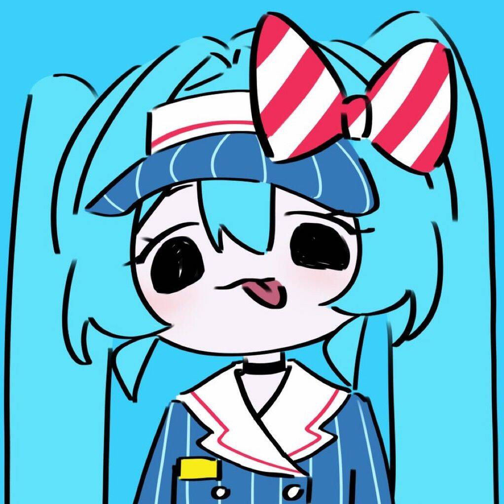 Foto de Perfil da Hatsune Miku com Laço Vermelho e Azul