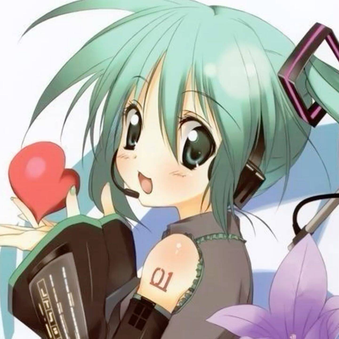 Foto de Perfil da Hatsune Miku com Cabelo Verde e Coração