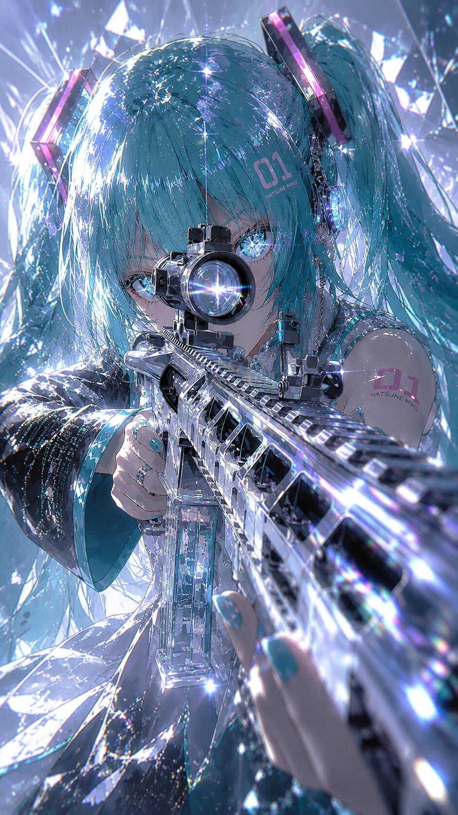 Foto de Perfil da Hatsune Miku com Arma Brilhante