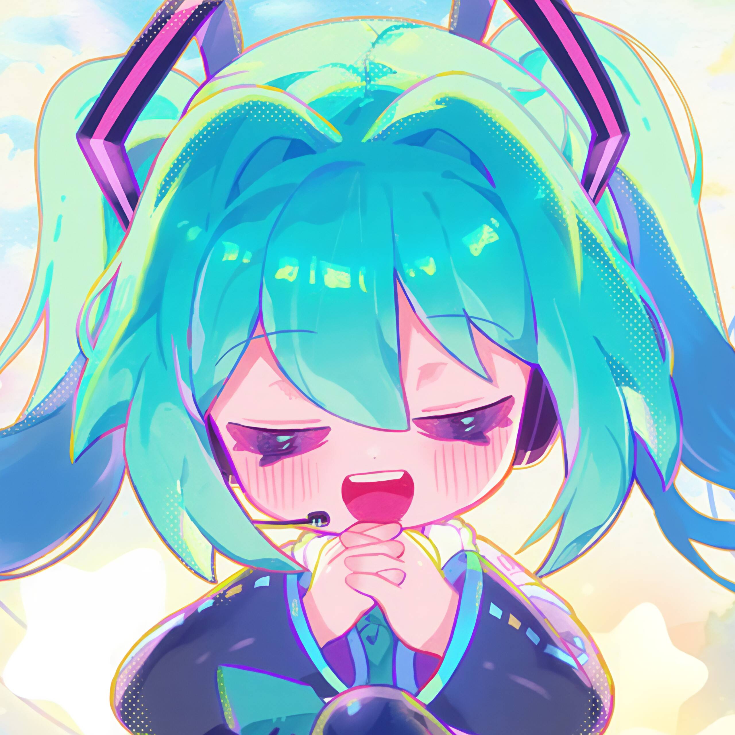 Foto de Perfil da Hatsune Miku Sorrindo com Cabelo Azul