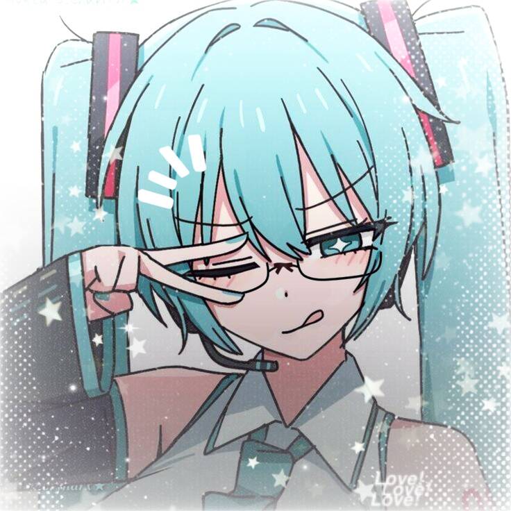Foto de Perfil da Hatsune Miku com Óculos e Cabelo Azul